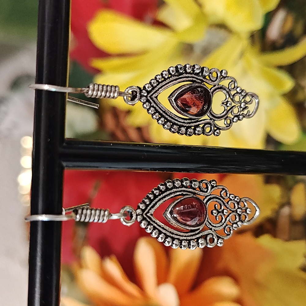 5 Pair Set Of Gemstone Silver Plated Earrings!  You Get All 5! - Picture 5 of 6